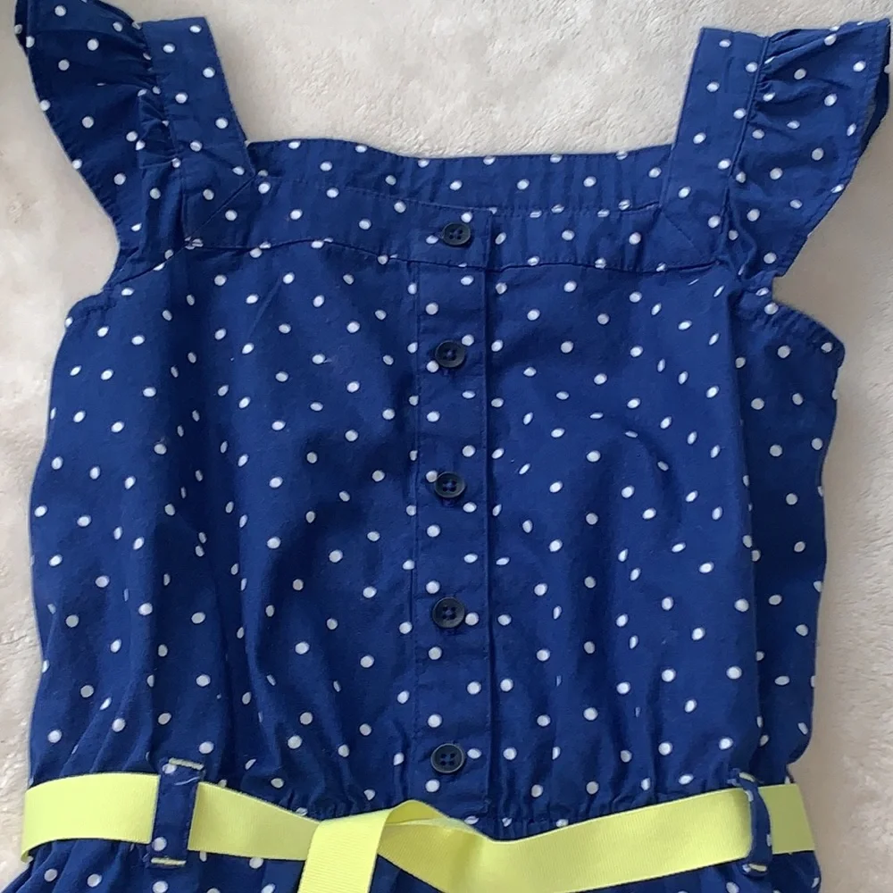 Gymboree Pocketful of Sunshine 5 Blue & White Polka Dot Dress EUC